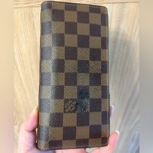 Auth Louis Vuitton Porte Feuille Brazza Damier Ebene long bifold wallet